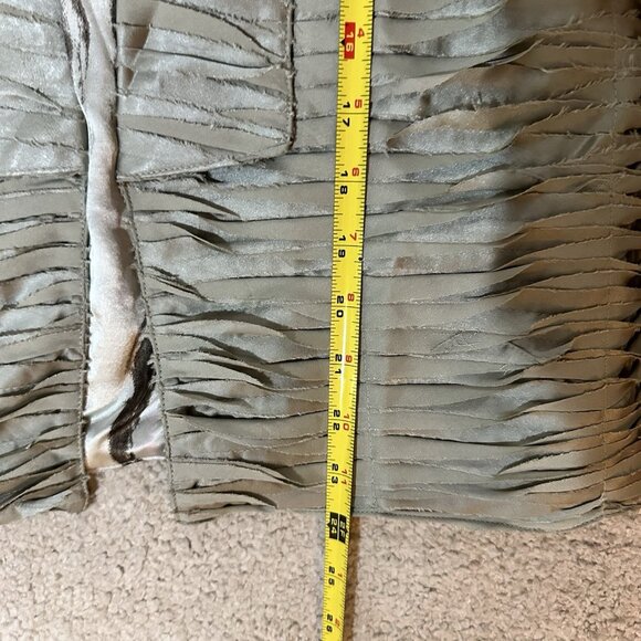 Chicos Blazer Jacket Women’s Size 1 Light Green Metallic Silky Raw Edge - Picture 10 of 15